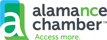Alamance Chamber logo with a green and blue emblem and the slogan 'Access more.'